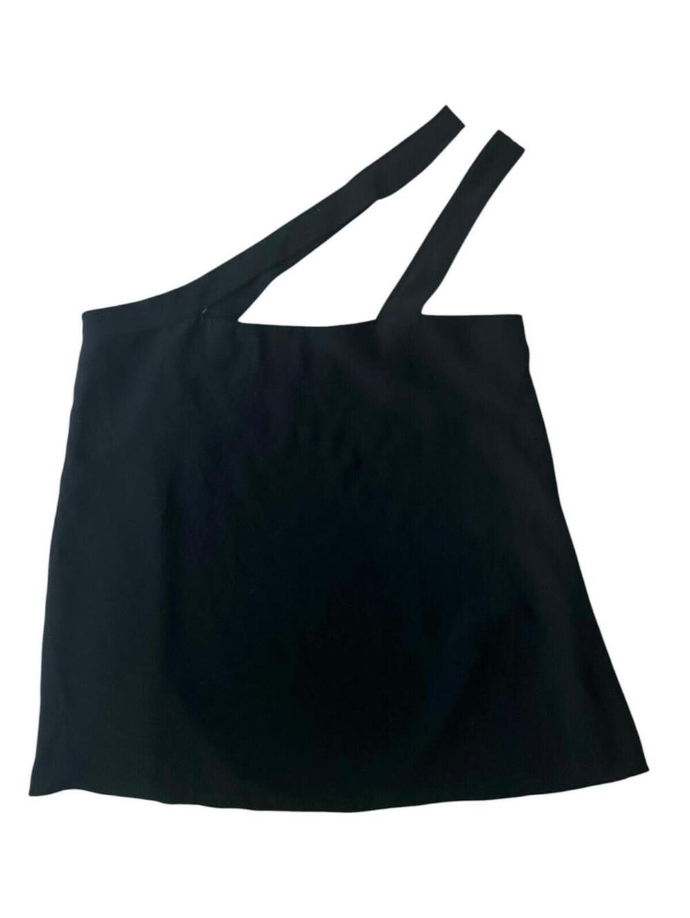 Amanda Uprichard One Shoulder Black Blouse Top